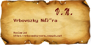 Vrbovszky Nóra névjegykártya